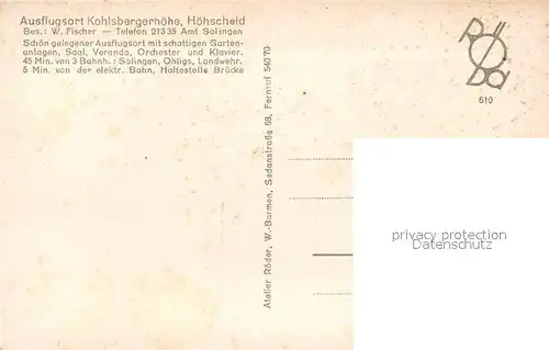 AK / Ansichtskarte Hoehscheid Ausflugsort Kohlsbergerhoehe Gartenterrasse Hoehscheid