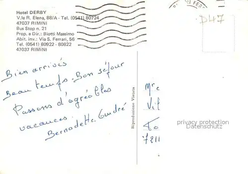 AK / Ansichtskarte Rimini Hotel Derby  Rimini