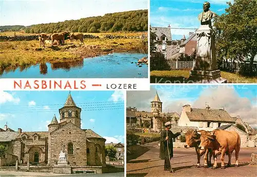 AK / Ansichtskarte Nasbinals Lac des Sailhens Eglise Statue de Pierrounet  Nasbinals