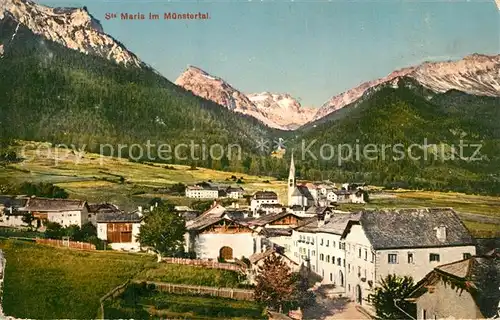 AK / Ansichtskarte Santa_Maria_Val_Muestair Gesamtansicht mit Alpenpanorama Santa_Maria_Val_Muestair