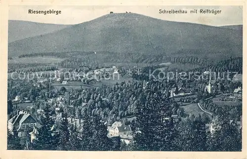 AK / Ansichtskarte Schreiberhau_Niederschlesien Panorama mit Reiftraeger Riesengebirge Schreiberhau