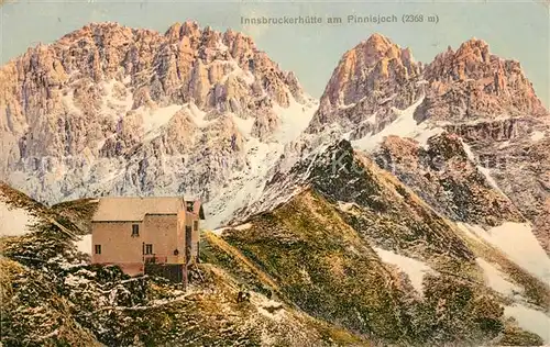 AK / Ansichtskarte Innsbruckerhuette Berghuette am Pinnisjoch Stubaier Alpen Innsbruckerhuette