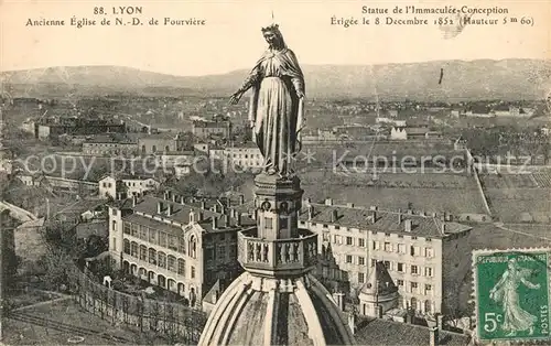 AK / Ansichtskarte Lyon_France Ancienne Eglise de ND de Fourviere Statue de lImmaculee Conception Lyon France