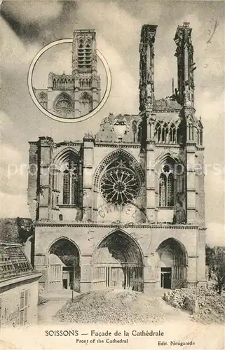AK / Ansichtskarte Soissons_Aisne Facade de la Cathedrale Soissons Aisne