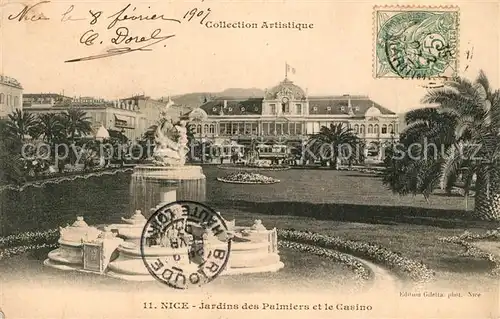 AK / Ansichtskarte Nice_Alpes_Maritimes Jardins des Palmiers et le Casino Nice_Alpes_Maritimes