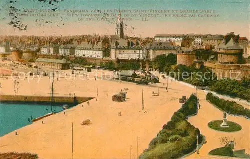 AK / Ansichtskarte Saint Malo_Ille et Vilaine_Bretagne Panorama vers les Portes Saint Vincent et Grande Porte La Tour du Chateau Saint Malo_Ille et Vilaine