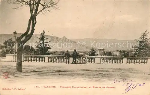 AK / Ansichtskarte Valence_Drome Terrasse Championnet Ruines de Crussol Valence_Drome