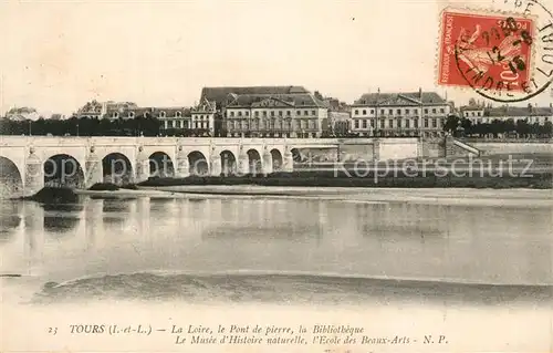 AK / Ansichtskarte Tours_Indre et Loire Loire Pont de pierre Bibliotheque  Tours Indre et Loire