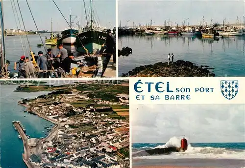 AK / Ansichtskarte Etel Son port et sa barre Port de peche Bateaux vue aerienne Etel