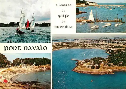 AK / Ansichtskarte Port Navalo Presqu ile de Rhuys Voiliers Golfe Les Cales Plage Phare et les iles vue aerienne Port Navalo