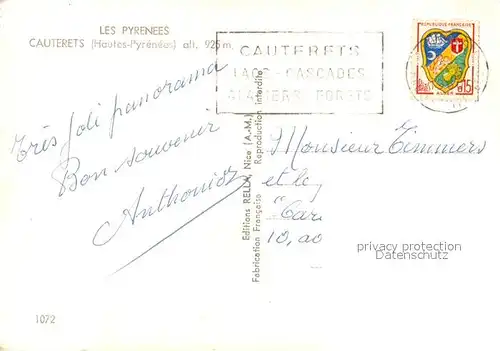 AK / Ansichtskarte Cauterets Vue generale et les Pyrenees Cauterets