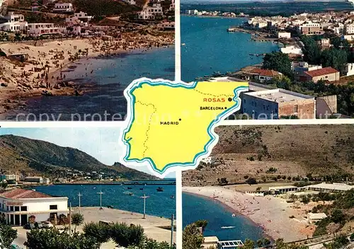AK / Ansichtskarte Rosas_Costa_Brava_Cataluna Panorama Strand Rosas_Costa