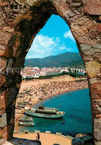 AK / Ansichtskarte Tossa_de_Mar La playa a traves de una ojiva del murallon Tossa_de_Mar