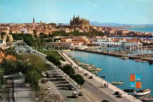 AK / Ansichtskarte Palma_de_Mallorca Paseo maritimo Catedral Palma_de_Mallorca