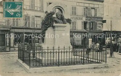 AK / Ansichtskarte Suresnes Monument Emile Zola Suresnes