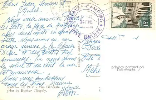 AK / Ansichtskarte Le_Puy en Velay Vue generale prise du Rocher d Espaly Le_Puy en Velay