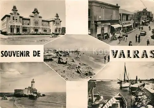 AK / Ansichtskarte Valras Plage Le Casino Une Rue La Plage Le Phare Le Port Valras Plage