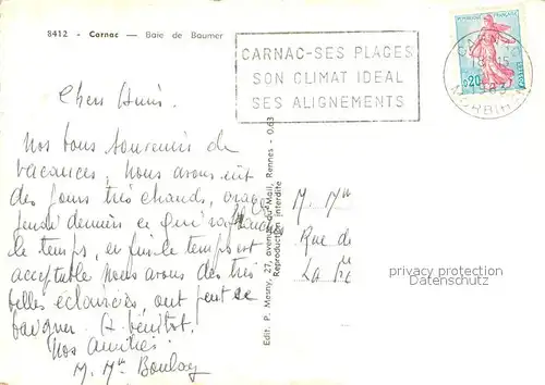 AK / Ansichtskarte Carnac_Morbihan Baie de Baumer Carnac Morbihan