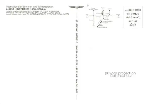 AK / Ansichtskarte Hintertux_Zillertal Schigebiet Tuxer Ferner Zillertaler Alpen Fliegeraufnahme Hintertux_Zillertal