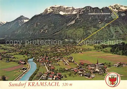 AK / Ansichtskarte Kramsach Erholungsort Sonnwendjoch Bergbahn Rofangebirge Fliegeraufnahme Kramsach