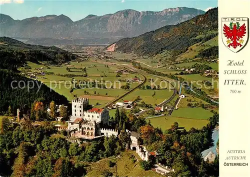 AK / Ansichtskarte Itter_Tirol Hotel Schloss Alpenpanorama Fliegeraufnahme Itter Tirol