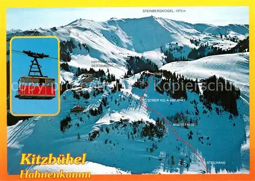 AK / Ansichtskarte Kitzbuehel_Tirol Skigebiet Hahnenkamm Bergbahn Wintersportplatz Alpen Fliegeraufnahme Kitzbuehel Tirol