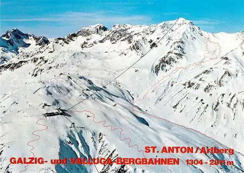 AK / Ansichtskarte St_Anton_Arlberg Galzig  und Valluga Bergbahnen Wintersportplatz Alpen Fliegeraufnahme St_Anton_Arlberg