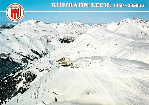 AK / Ansichtskarte Lech_Vorarlberg Ruefibahn Bergstation Bergrestaurant Wintersportplatz Arlberg Lechtaler Alpen Fliegeraufnahme Lech Vorarlberg