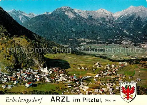 AK / Ansichtskarte Arzl_Pitztal Erholungsdorf Lechtaler Alpen Fliegeraufnahme Arzl Pitztal