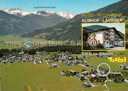 AK / Ansichtskarte Ried_Zillertal Hotel Almhof Lackner Zillertaler Alpen Fliegeraufnahme Ried_Zillertal