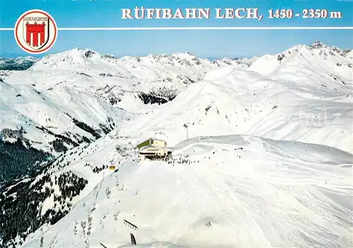 AK / Ansichtskarte Lech_Vorarlberg Ruefibahn Bergstation Wintersportplatz Lechtaler Alpen Fliegeraufnahme Lech Vorarlberg