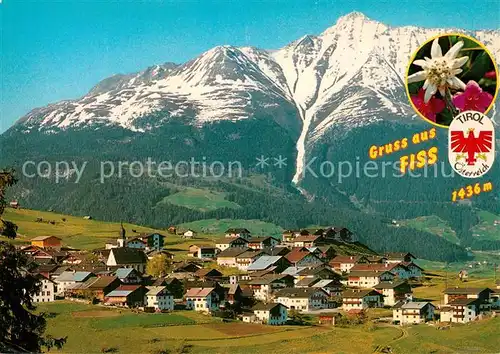 AK / Ansichtskarte Fiss_Tirol Panorama Erholungsort mit Kaunergrat oetztaler Alpen Fiss_Tirol