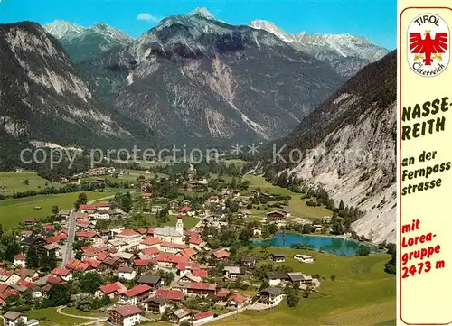 AK / Ansichtskarte Nassereith Erholungsort mit Loreagruppe Lechtaler Alpen Fliegeraufnahme Nassereith