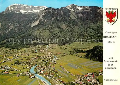 AK / Ansichtskarte Kramsach mit Sonnwendjoch Bergbahn Fliegeraufnahme Kramsach