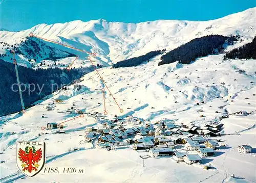 AK / Ansichtskarte Fiss_Tirol Fliegeraufnahme mit Sesselbahn und Bergstation Moeser Fiss_Tirol