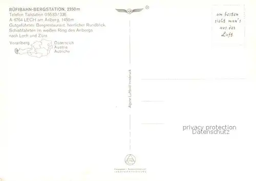 AK / Ansichtskarte Lech_Vorarlberg Ruefibahn Bergstation Fliegeraufnahme Lech Vorarlberg