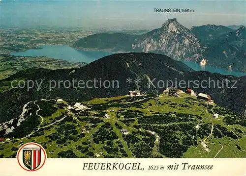 AK / Ansichtskarte Ebensee_Oberoesterreich mit Feuerkogel und Traunsee Fliegeraufnahme Ebensee_Oberoesterreich