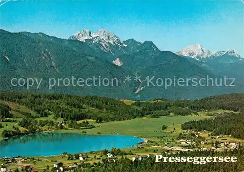 AK / Ansichtskarte Pressegger_See Fliegeraufnahme mit Garnerkofel und Trogkofel Pressegger See
