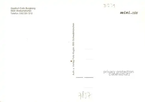 AK / Ansichtskarte Walkertshofen_Walkertshofen Gasthof Cafe Burgberg Gastraum Walkertshofen