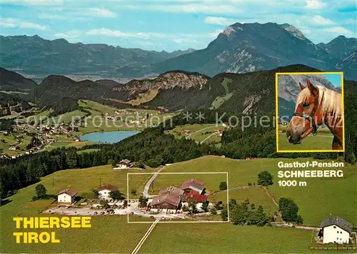 AK / Ansichtskarte Thiersee Fliegeraufnahme mit Gasthof Pension Schneeberg Thiersee