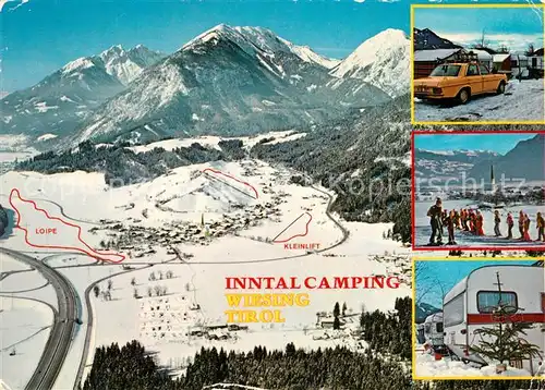 AK / Ansichtskarte Wiesing_Tirol Inntal Camping Skischule Fliegeraufnahme Wiesing Tirol