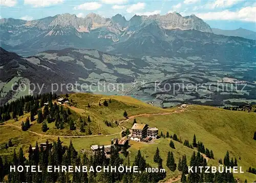 AK / Ansichtskarte Kitzbuehel_Tirol Hotel Ehrenbachhoehe Hahnenkamm mit Kaisergebirge Fliegeraufnahme Kitzbuehel Tirol