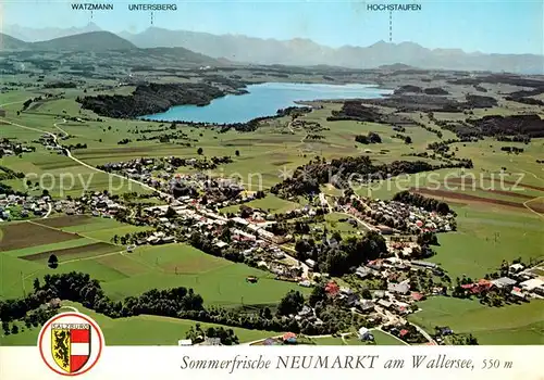 AK / Ansichtskarte Neumarkt_Wallersee Fliegeraufnahme mit Watzmann Untersberg Hochstaufen Neumarkt_Wallersee