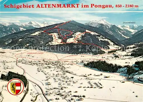 AK / Ansichtskarte Altenmarkt_Pongau Fliegeraufnahme mit Schischaukel Radstadt Altenmarkt Pongau