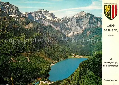 AK / Ansichtskarte Langbathsee Fliegeraufnahme mit Hoellengebirge und Badesee Langbathsee