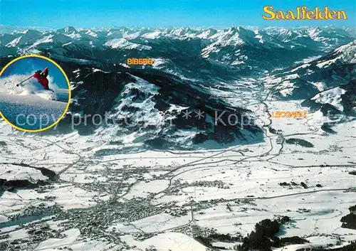 AK / Ansichtskarte Saalfelden_Steinernes_Meer Fliegeraufnahme mit Biberg und Leogang Saalfelden_Steinernes