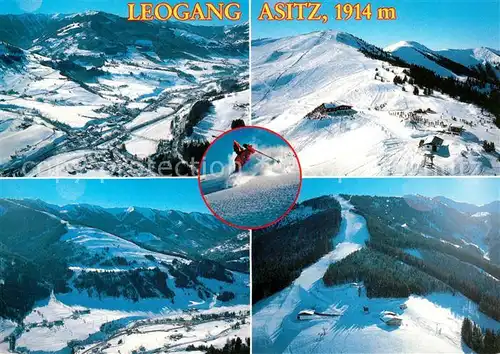 AK / Ansichtskarte Leogang Fliegeraufnahme mit Asitz Liftanlagen Leogang