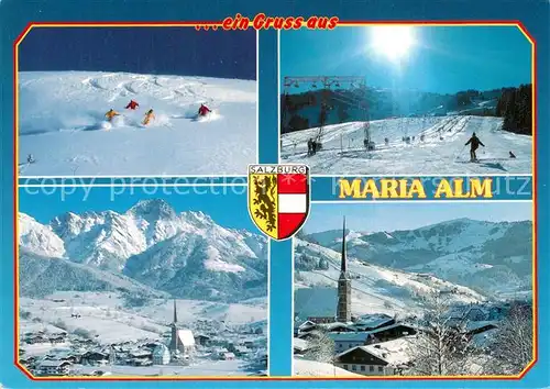 AK / Ansichtskarte Maria_Alm_Steinernen_Meer Ortsansicht Kirche Skigebiet Maria_Alm_Steinernen_Meer