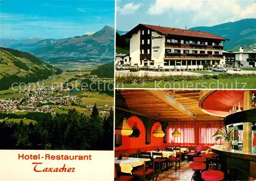 AK / Ansichtskarte Kirchberg_Tirol Fliegeraufnahme Hotel Taxacher Bar Restaurant Kirchberg Tirol