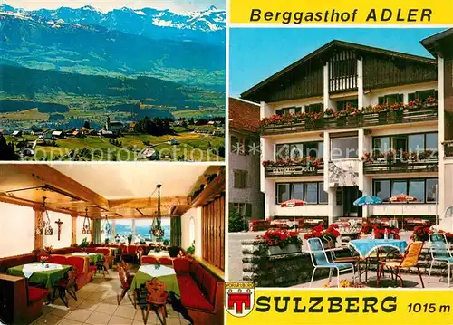 AK / Ansichtskarte Sulzberg_Vorarlberg Panorama Berggasthof Adler Gastraum Sulzberg Vorarlberg